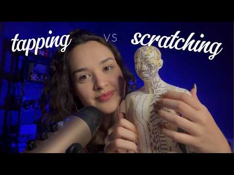 ASMR tapping ou scratching? 💤  (boneco de acupuntura, conta-gotas, madeira, sussurros)