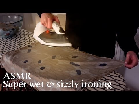 ASMR 🌙 Ironing wet textiles - Sizzle, water and fabric sounds (no talking)