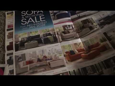 ASMR Going through newspaper/flyers (indistinct whispering) (kinda fast?)