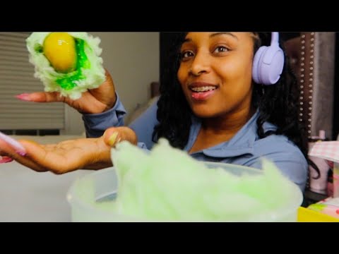 [ASMR] Cotton Candy Pickle Eating | With Crunchy Sounds 🍬🥒🍴