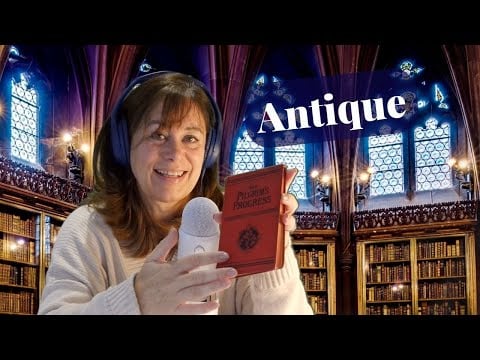 ASMR Page Turning, Unintelligible Whispering, Antique (1886) Pilgrims Progress Book