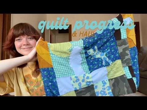 asmr thrift haul ~ finishing my sewing project!! Help me pick backing