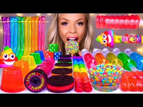 ASMR JELLY SHOTS, DIPPIN DOTS, DICE CANDY, FLASHLIGHT, SKITTLES, JELLO POPSICLE, OREO MUKBANG 먹방