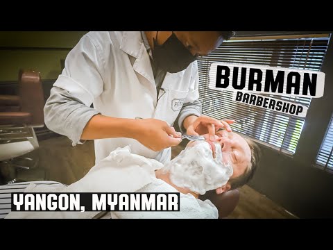 💈 Luxury Burma Hot Towel Shave | Burman Barbershop Yangon, Myanmar