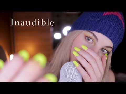 ASMR| Inaudible Whispers (close) + Face Touching/Hand movements