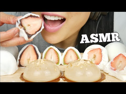 ASMR RAINDROP JELLO CAKE + STRAWBERRY MOCHI FEAST (SOFT CHEWY EATING SOUNDS) NO TALKING | SAS-ASMR