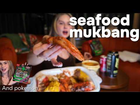 Spicy Seafood Boil Mukbang 🌽🦀🔥 + I Pulled TWO Amazing Pokémon Cards!