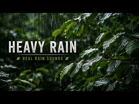 🌧️ Heavy Rain on Leaves 🌿 | Real Rain Sounds for Sleep, Relaxation & Stress Relief