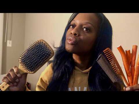 ASMR 💆🏽‍♀️ Hairplay Tingles & Soothing Whispers (brushing, combing, rollers)