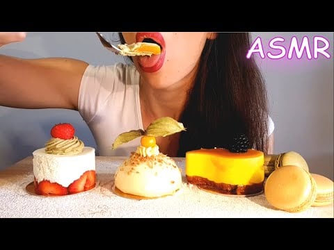 ASMR | Eating Macarons And Mousse cake | CREAMY SOUNDS | No Talking | Lady M. ASMR