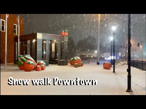 ASMR Snow Walk in Snow White (No talking) Walking downtown in the snow! Very moody & romantic!