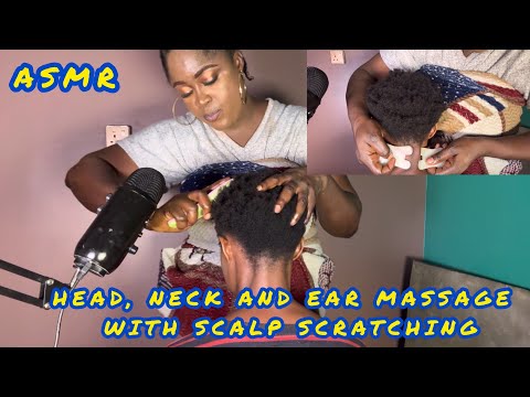 ASMR✨HEAD SCRATCH MASSAGE, EAR AND NECK MASSAGE SOUND FOR INSOMNIA.