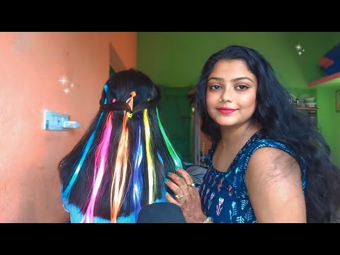 ASMR | HairPlay With My Sister Streat Hair & Hairstyle | Combing , Sprey sound, Oiling, Massage 💆