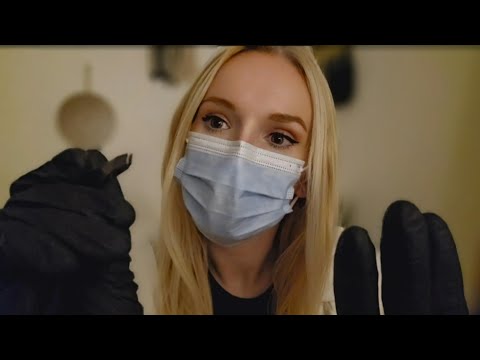 ASMR Doctors Medical Visit /touching your face / latex gloves mask / soft spoken