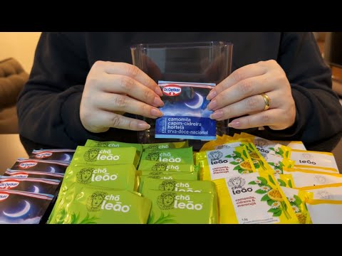 ASMR: UNBOXING + ORGANIZANDO MEUS CHÁS NOS POTES NOVOS