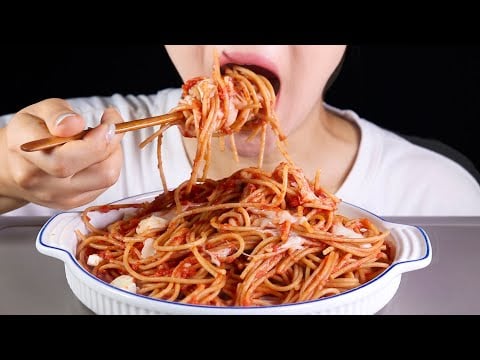 ASMR Spaghetti with Tomato Sauce | No Talking Eating Sounds Mukbang