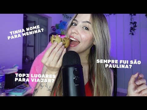 ASMR COMENDO COOKIE ENQUANTO RESPONDO PERGUNTAS ✨❤️
