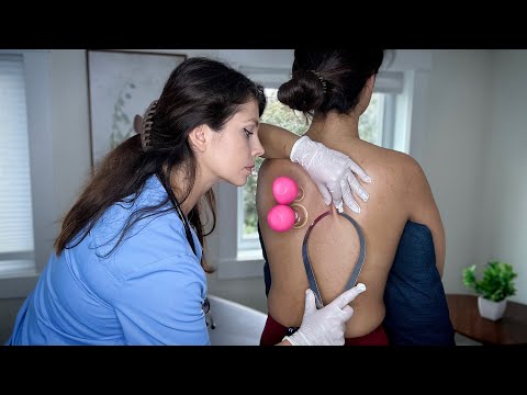 ASMR Real Person Back Exam, Skin Check ASMR Back Measuring, Chiropractic Adjustment Massage