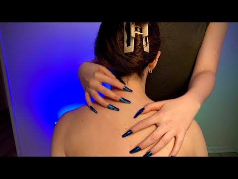 ASMR Back Scratches, Long Nails, Back Nape and Neck Scalp Scratch, Real Person, No Talking