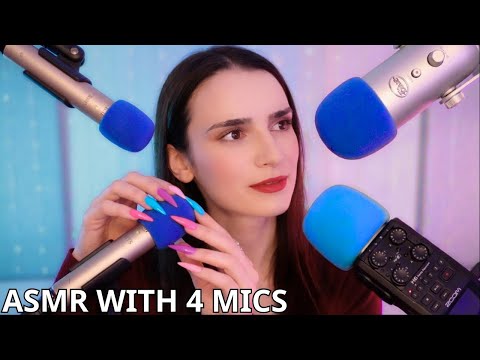 ASMR 4 MICS At The SAME Time 🔥 Mic Scratching for INSTANT Sleep & Relaxation 😴 No Talking 4K