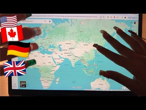 ASMR exploring my subscribers countries on maps 🌍 mouth sounds, gum chewing & whisper 