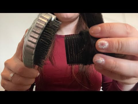 ASMR real hair play 🎀 curling your hair with rollers, brushing sound💆‍♀️ no talking