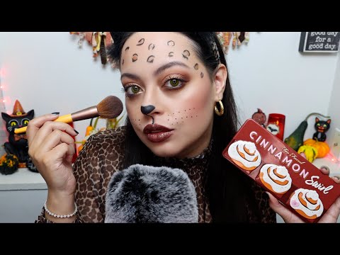 ASMR| Doing My Makeup - Halloween Edition ~RELAXING WHISPERS & APPLICATION~ (leopard/cheetah look)