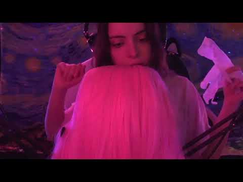ASMR Lice Check with Ear Picks 🩷 Pink Wig Scalp Exam, Hair Play & Tingly Triggers