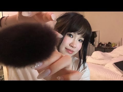 ASMR go to sleep \\ repeating words , tracing , face brushing , mouth sounds