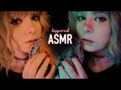 layered ASMR | close up Whispering, gentle Tapping & Fluffy Head Scratching in the Rain