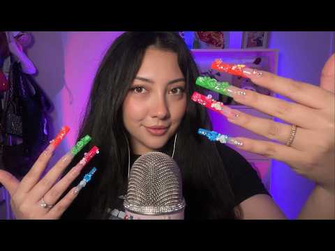 ASMR trigger test with new XXL nails 💅🌈