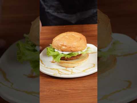 🔥 ASMR Chicken Burger | Crispy Fried Chicken | Satisfying Cooking Sounds #shorts #asmr