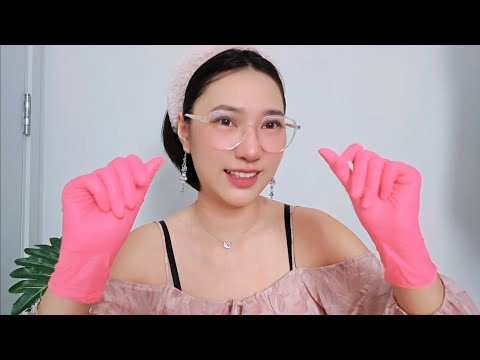 ASMR รีวิวถุงมือไนไตรสีชมพูตะโกน 🧤🌸