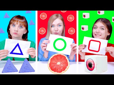 ASMR Big, Medium, Small Geometric Food Challenge | Mukbang By LiLiBu