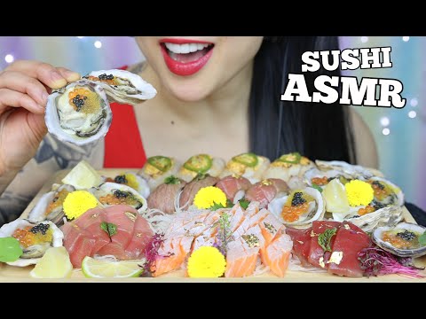 ASMR SUSHI PLATTER *OYSTER + OTORO + SAKATORO + SCALLOP + WAGYU (EATING SOUND) NO TALKING | SAS-ASMR