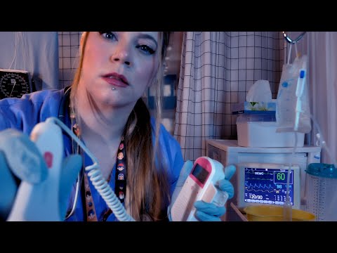 ASMR Hospital ICU Nurse Full Body Exam | Ultrasound, Ear Cleaning, Suction, Massage