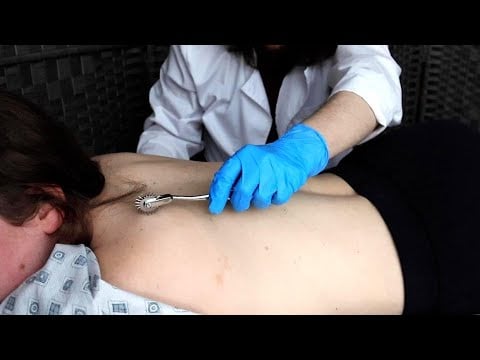 [Real Person ASMR] Back Mapping Medical Exam | Sharp Dull Sensory, Palpation, Reflex Hammer