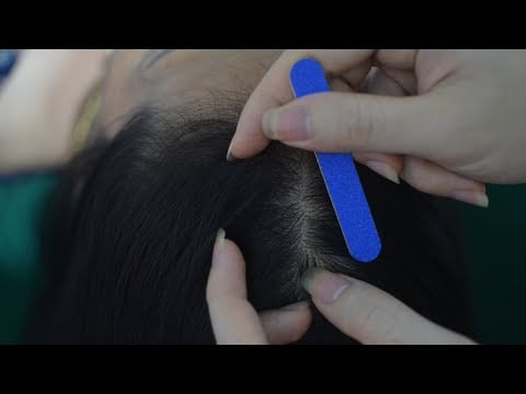 ASMR Scalp Scratching Real Person, Scalp Massage, Hair Parting For Headache Relief ( No Talking )
