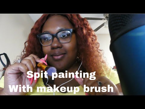 ASMR *Spit painting with makeup brush | JanayDASMR