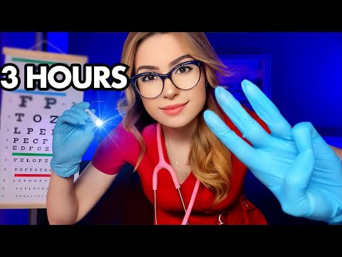 ASMR 3 HOURS of Nurse Exam In BED FOR SLEEP 🩺 Relaxing Medical Exams Cranial Nerve, Eye, Ear