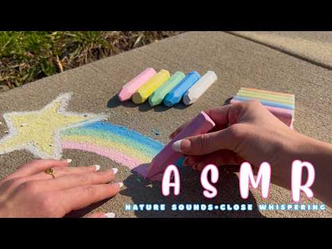 ASMR Draw Chalk With Me 🌈 | Outside Noises, Scratching & Tapping