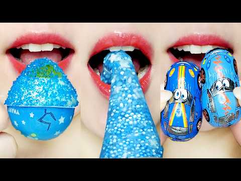 ASMR Blue Emoji Food MUKBANG 파란색 이모지 먹방 💙🌊 Eating Sounds