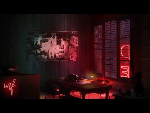 Film Noir Detective Office ASMR Ambience (rain on window, typewriter, smooth jazz)