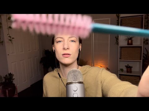 Asmr brushing eyebrows w spoolie, mouth sounds #shorts