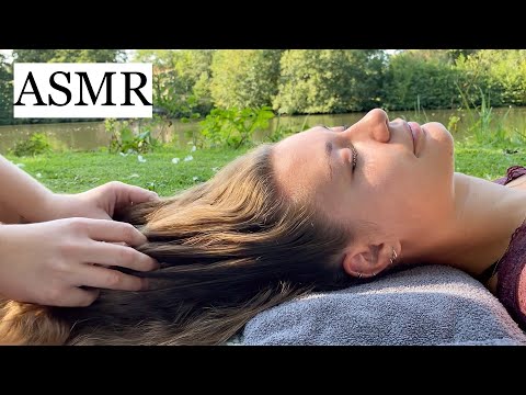 ASMR fall asleep to this peaceful hair play session in nature 🌱🌳🍃 (brushing, spraying, no talking)