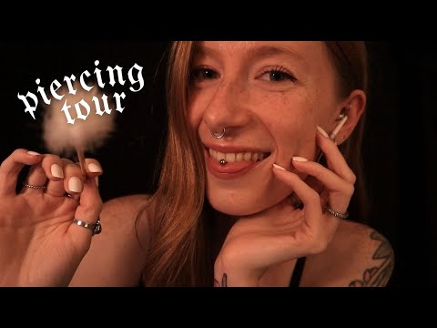 ASMR | Piercing tour & tracing with the fluffy wand ✨ (Soft-speaking)