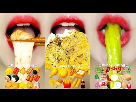 ASMR Korean Food (Chicken, Tteokbokki, Malatang) Eating Sounds 치킨, 마라탕, 떡볶이 이모지 먹방 MUKBANG