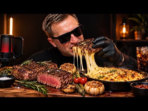 I Ate STEAK & Stretchy CHEESE! 🤯🥩🧀 | ASMR Mukbang