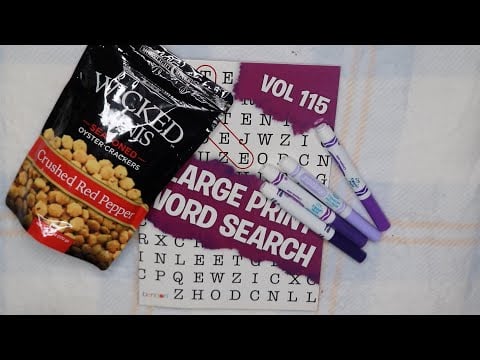 Oyster Red Pepper Crackers WORD SEARCH ASMR Eating Sounds