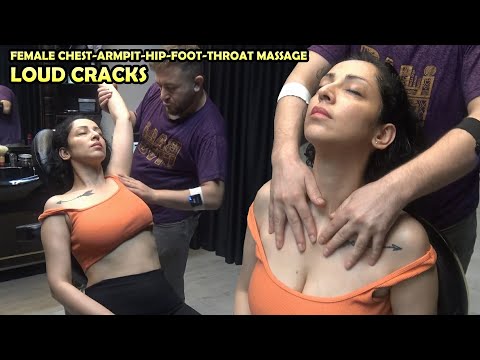 ASMR LADY DEEP TOUCH CHEST - HIP MASSAGE + CRACKS + ASMR head,face,ear,armpit,foot,leg,waist massage